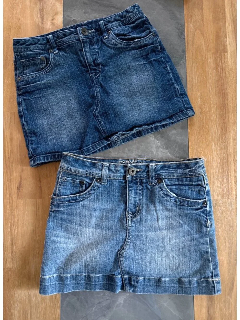 size 10 R regular girls Justice denim mini skirt/skort lot of 3 (2 lined w/short